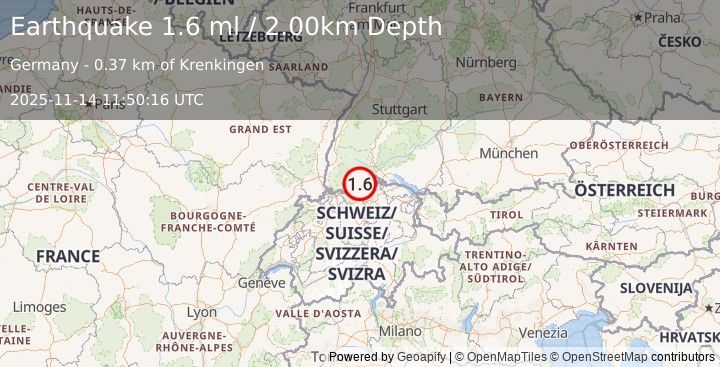 Earthquake GERMANY (1.6 ml) (2025-11-14 11:50:16 UTC)