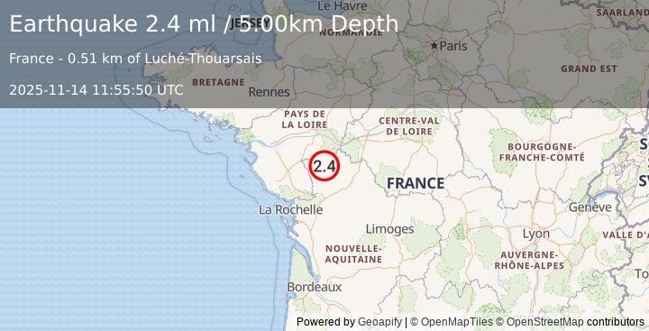 Earthquake FRANCE (2.4 ml) (2025-11-14 11:55:50 UTC)