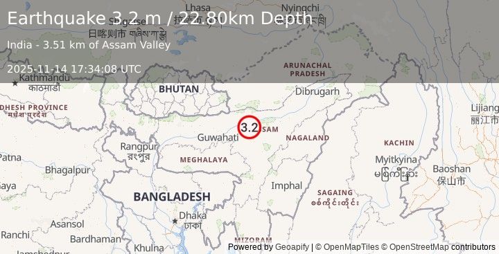 Earthquake ASSAM, INDIA (2.9 m) (2025-11-14 17:34:07 UTC)