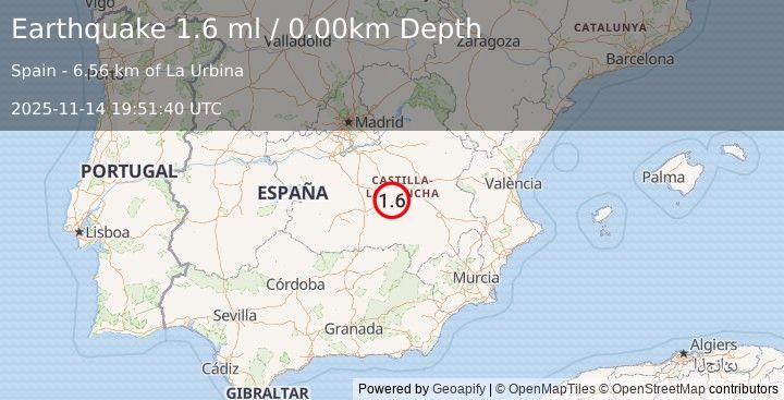 Earthquake SPAIN (1.6 ml) (2025-11-14 19:51:40 UTC)