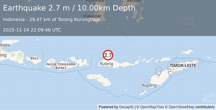 Earthquake FLORES SEA (2.7 m) (2025-11-14 22:09:46 UTC)