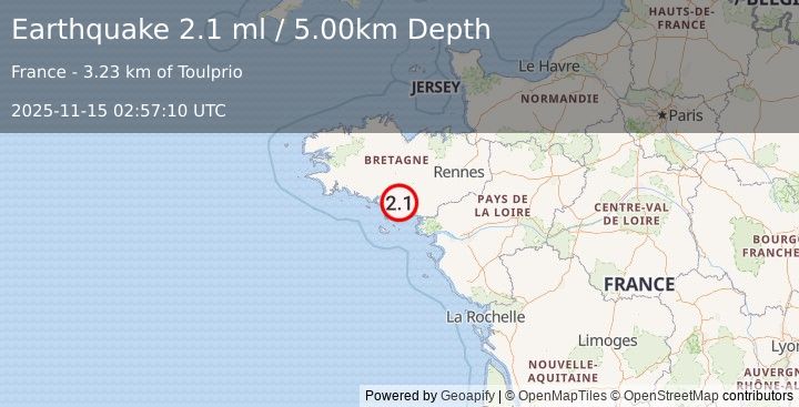 Earthquake FRANCE (2.1 ml) (2025-11-15 02:57:10 UTC)