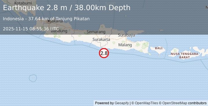 Earthquake JAVA, INDONESIA (2.8 m) (2025-11-15 08:55:36 UTC)