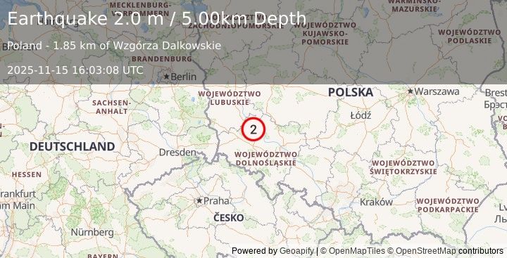 Earthquake POLAND (2.0 m) (2025-11-15 16:03:08 UTC)