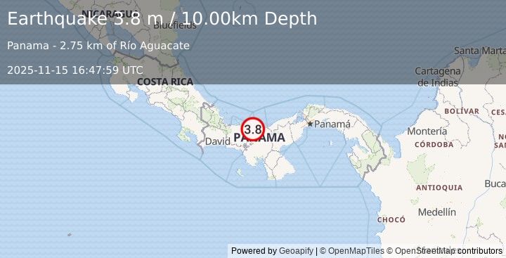 Earthquake PANAMA (3.8 m) (2025-11-15 16:47:59 UTC)
