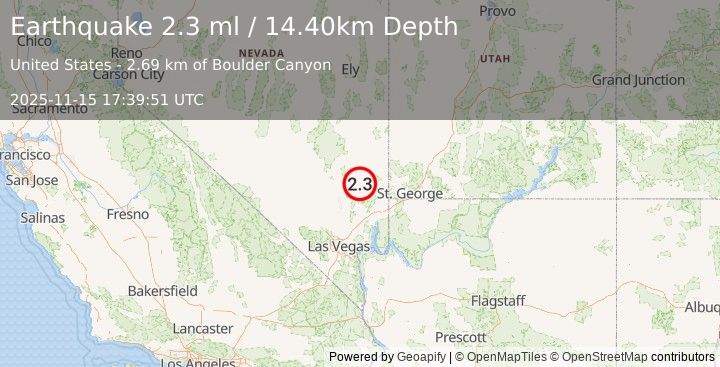 Earthquake NEVADA (2.3 ml) (2025-11-15 17:39:51 UTC)