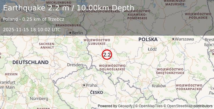 Earthquake POLAND (2.3 m) (2025-11-15 18:10:04 UTC)