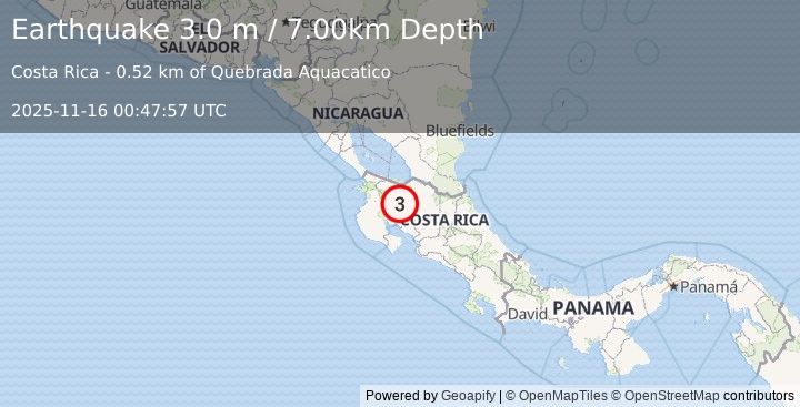 Earthquake COSTA RICA (3.0 m) (2025-11-16 00:47:57 UTC)