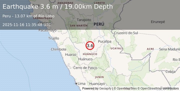 Earthquake CENTRAL PERU (3.6 m) (2025-11-16 11:35:48 UTC)