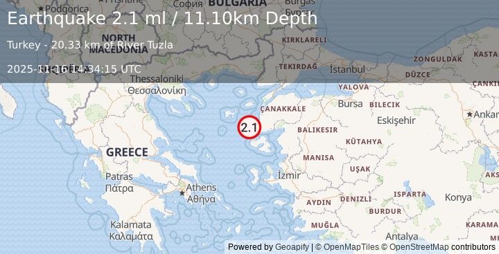 Earthquake AEGEAN SEA (2.0 ml) (2025-11-16 14:34:17 UTC)
