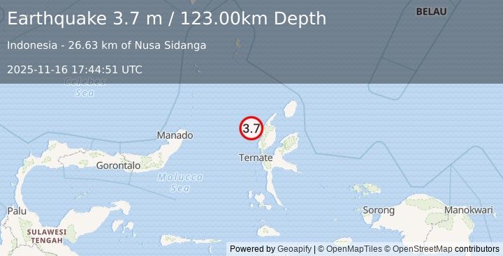 Earthquake HALMAHERA, INDONESIA (3.7 m) (2025-11-16 17:44:51 UTC)