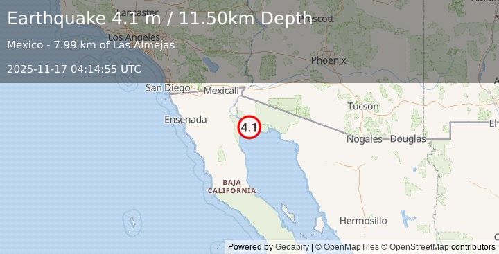 Earthquake GULF OF CALIFORNIA (3.5 m) (2025-11-17 04:14:51 UTC)