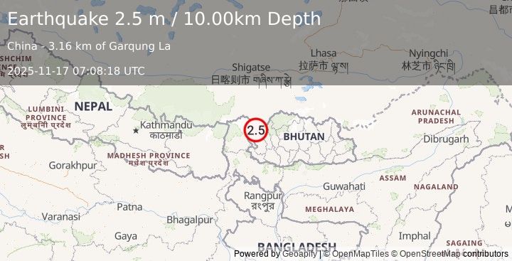 Earthquake BHUTAN (2.5 m) (2025-11-17 07:08:18 UTC)