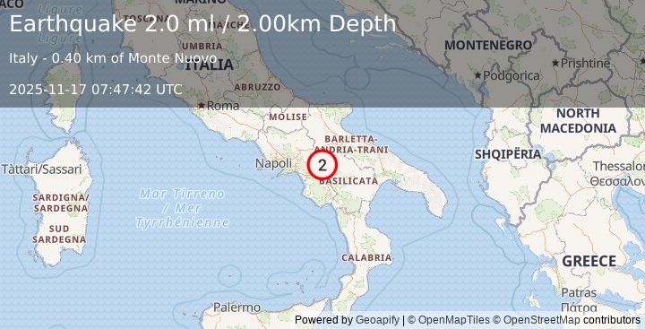 Earthquake SOUTHERN ITALY (2.0 ml) (2025-11-17 07:47:42 UTC)