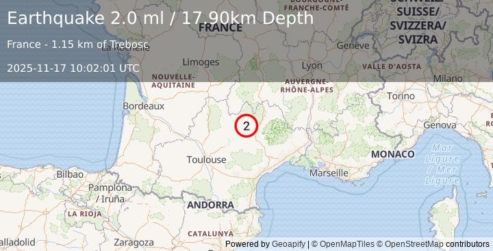 Earthquake FRANCE (2.0 ml) (2025-11-17 10:02:01 UTC)