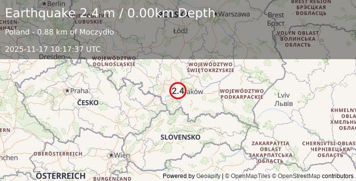 Earthquake POLAND (2.4 m) (2025-11-17 10:17:37 UTC)