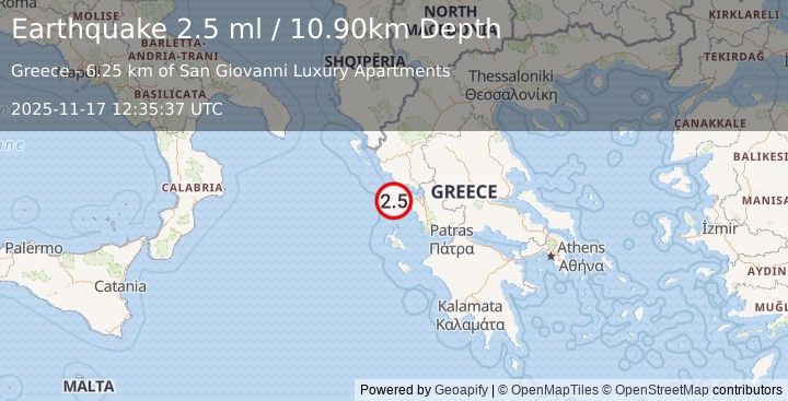 Earthquake GREECE (2.5 ml) (2025-11-17 12:35:35 UTC)