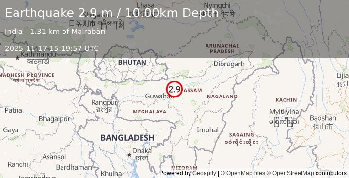 Earthquake ASSAM, INDIA (2.9 m) (2025-11-17 15:19:57 UTC)