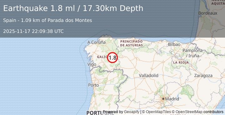 Earthquake SPAIN (1.8 ml) (2025-11-17 22:09:38 UTC)