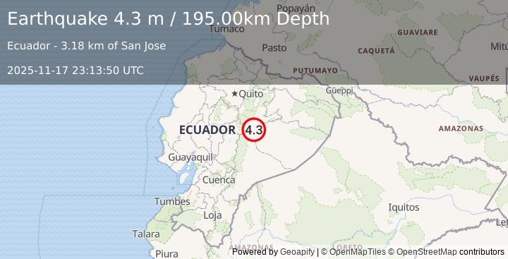 Earthquake ECUADOR (3.4 ml) (2025-11-17 23:13:47 UTC)