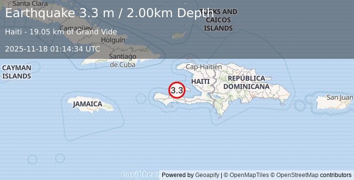 Earthquake HAITI REGION (3.3 m) (2025-11-18 01:14:34 UTC)