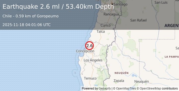 Earthquake BIO-BIO, CHILE (2.6 ml) (2025-11-18 04:01:06 UTC)