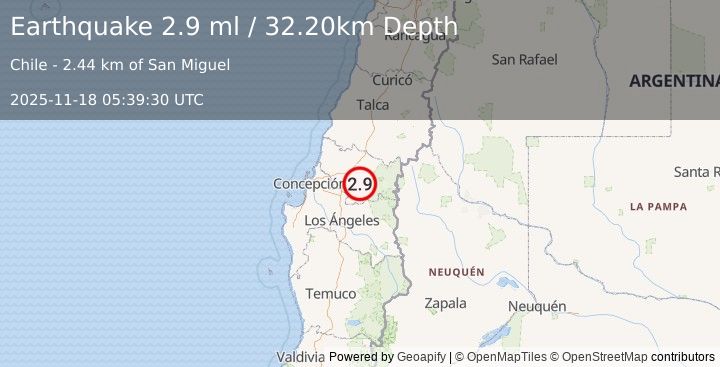Earthquake BIO-BIO, CHILE (2.9 ml) (2025-11-18 05:39:30 UTC)