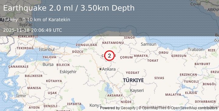 Earthquake CENTRAL TURKEY (2.0 ml) (2025-11-18 20:06:49 UTC)