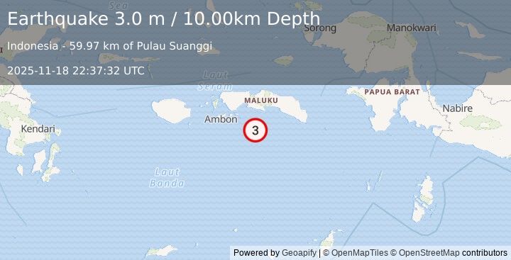 Earthquake BANDA SEA (3.0 m) (2025-11-18 22:37:32 UTC)
