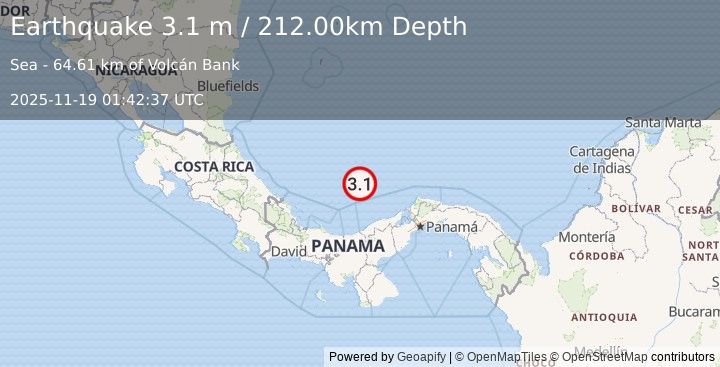 Earthquake PANAMA (3.1 m) (2025-11-19 01:42:37 UTC)