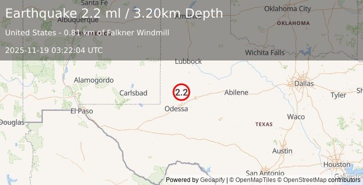 Earthquake WESTERN TEXAS (2.2 ml) (2025-11-19 03:22:04 UTC)