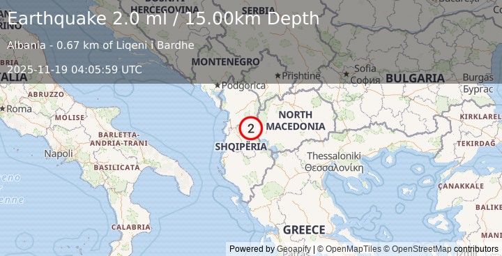 Earthquake ALBANIA (2.0 ml) (2025-11-19 04:05:59 UTC)