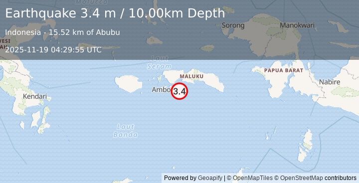 Earthquake SERAM, INDONESIA (3.4 m) (2025-11-19 04:29:55 UTC)