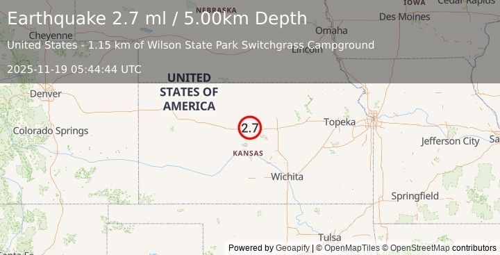 Earthquake KANSAS (2.7 ml) (2025-11-19 05:44:44 UTC)