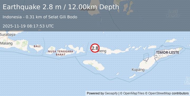 Earthquake FLORES REGION, INDONESIA (2.8 m) (2025-11-19 08:17:53 UTC)