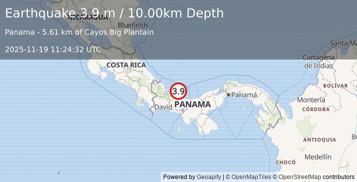 Earthquake PANAMA (3.9 m) (2025-11-19 11:24:32 UTC)