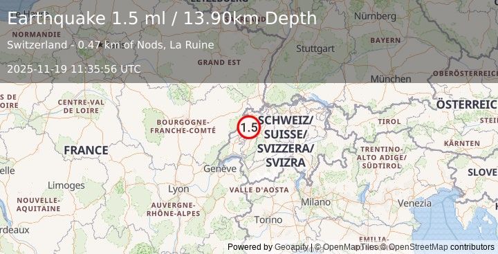 Earthquake SWITZERLAND (1.5 ml) (2025-11-19 11:35:56 UTC)