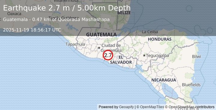 Earthquake GUATEMALA (2.7 m) (2025-11-19 18:56:17 UTC)