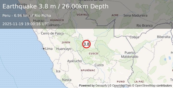 Earthquake CENTRAL PERU (3.8 m) (2025-11-19 19:00:16 UTC)