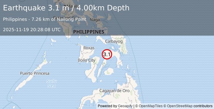 Earthquake LEYTE, PHILIPPINES (3.1 m) (2025-11-19 20:28:08 UTC)