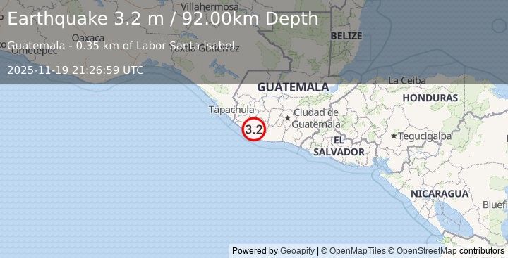 Earthquake GUATEMALA (3.3 m) (2025-11-19 21:27:03 UTC)