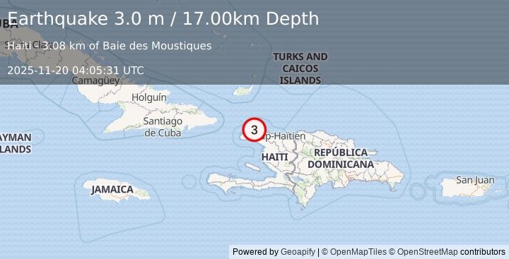 Earthquake HAITI REGION (3.0 m) (2025-11-20 04:05:31 UTC)