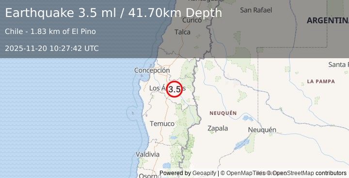 Earthquake BIO-BIO, CHILE (3.5 ml) (2025-11-20 10:27:42 UTC)