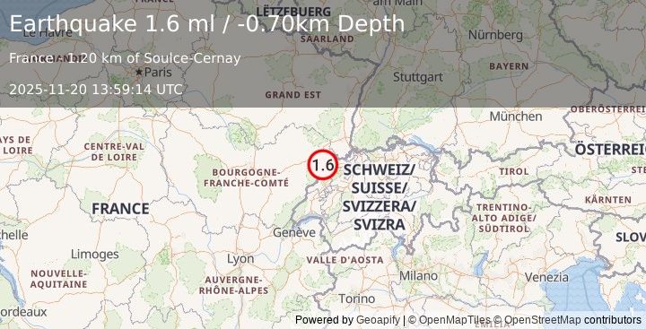 Earthquake FRANCE (1.8 ml) (2025-11-20 13:59:09 UTC)