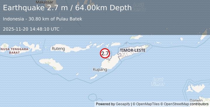 Earthquake FLORES REGION, INDONESIA (2.7 m) (2025-11-20 14:48:10 UTC)