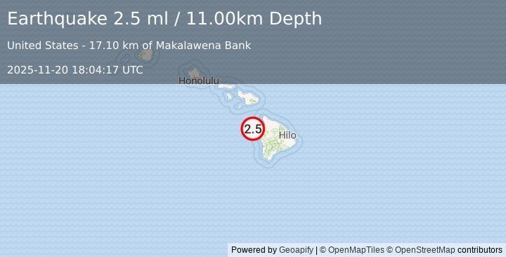 Earthquake HAWAII REGION, HAWAII (2.7 ml) (2025-11-20 18:04:16 UTC)