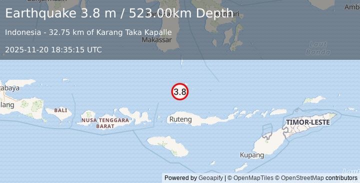 Earthquake FLORES SEA (3.8 m) (2025-11-20 18:35:15 UTC)