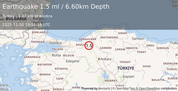Earthquake WESTERN TURKEY (1.5 ml) (2025-11-20 19:51:18 UTC)