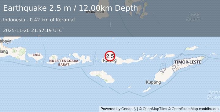 Earthquake FLORES REGION, INDONESIA (2.5 m) (2025-11-20 21:57:19 UTC)