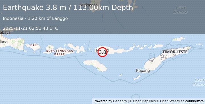 Earthquake FLORES REGION, INDONESIA (3.8 m) (2025-11-21 02:51:43 UTC)